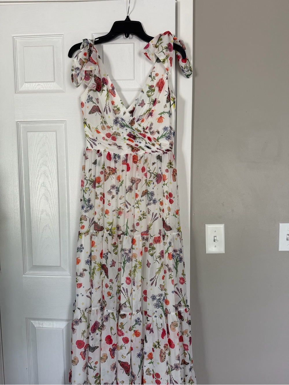 Ieena for Mac Duggal Floral Maxi Dress Gown Cottagecore Flowy Wedding Guest